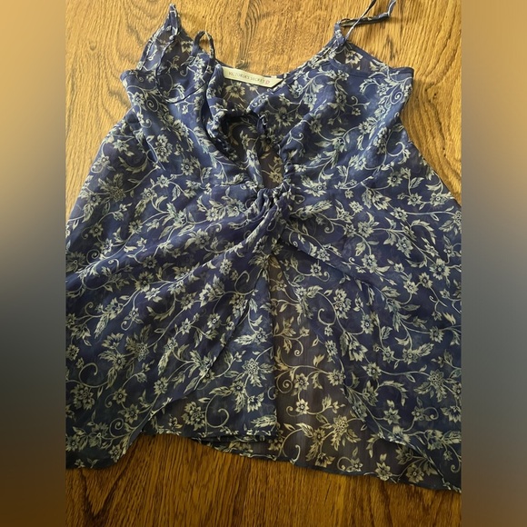 Victoria’s Secret xs Floral sheer Blue Spaghetti Strap Top keyhole sexy vtg chic - Picture 3 of 6